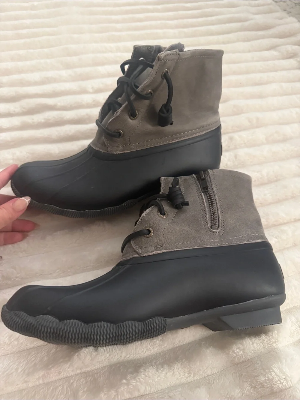 Sperry Black and Gray Duck Boots - Women's Winter Rain Boots